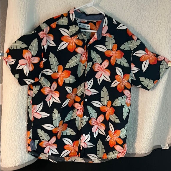 Free Planet Other - Free Planet Black and Orange Casual Button Down Shirt